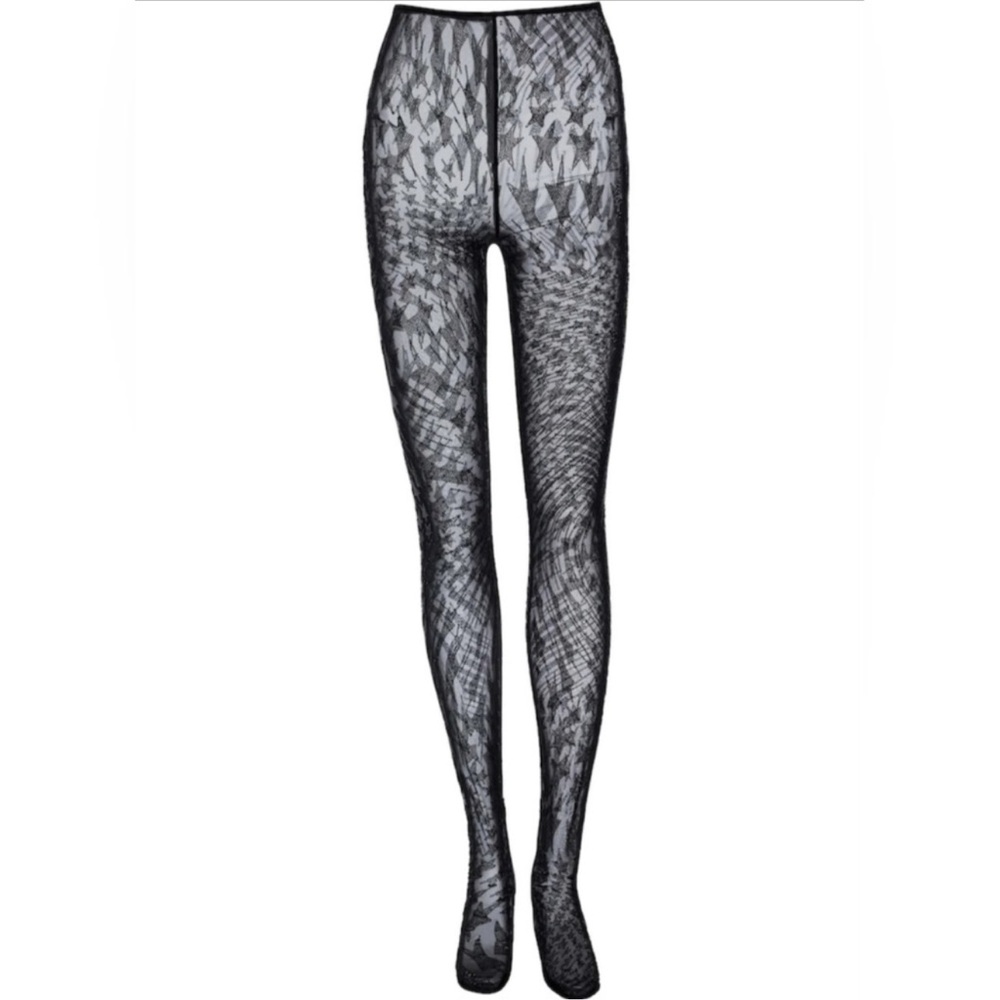 NWT H&M x Mugler rhinestone embellished mesh Tights. Size Medium